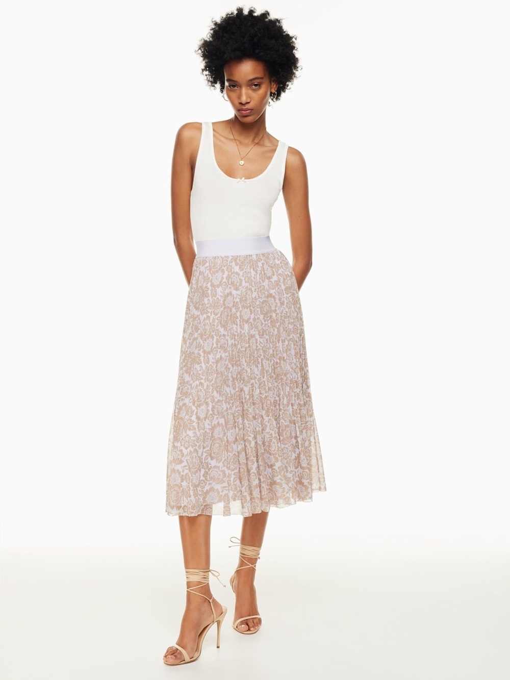 Aritzia Wilfred new twirl pleated skirt floral print lilac tone size XL